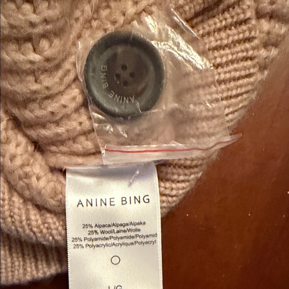 Anine Bing Taupe-Beige Button Cardigan - Picture 4 of 5
